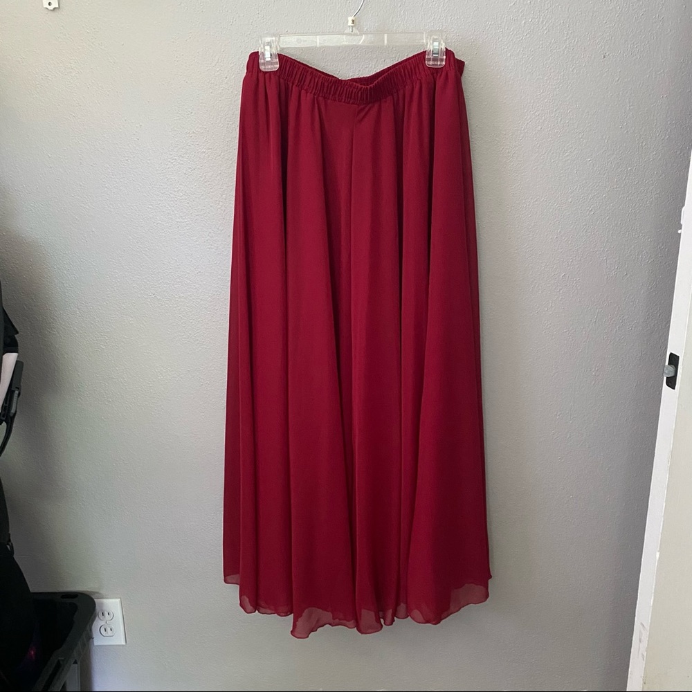 Red Chiffon Maxi Skirt